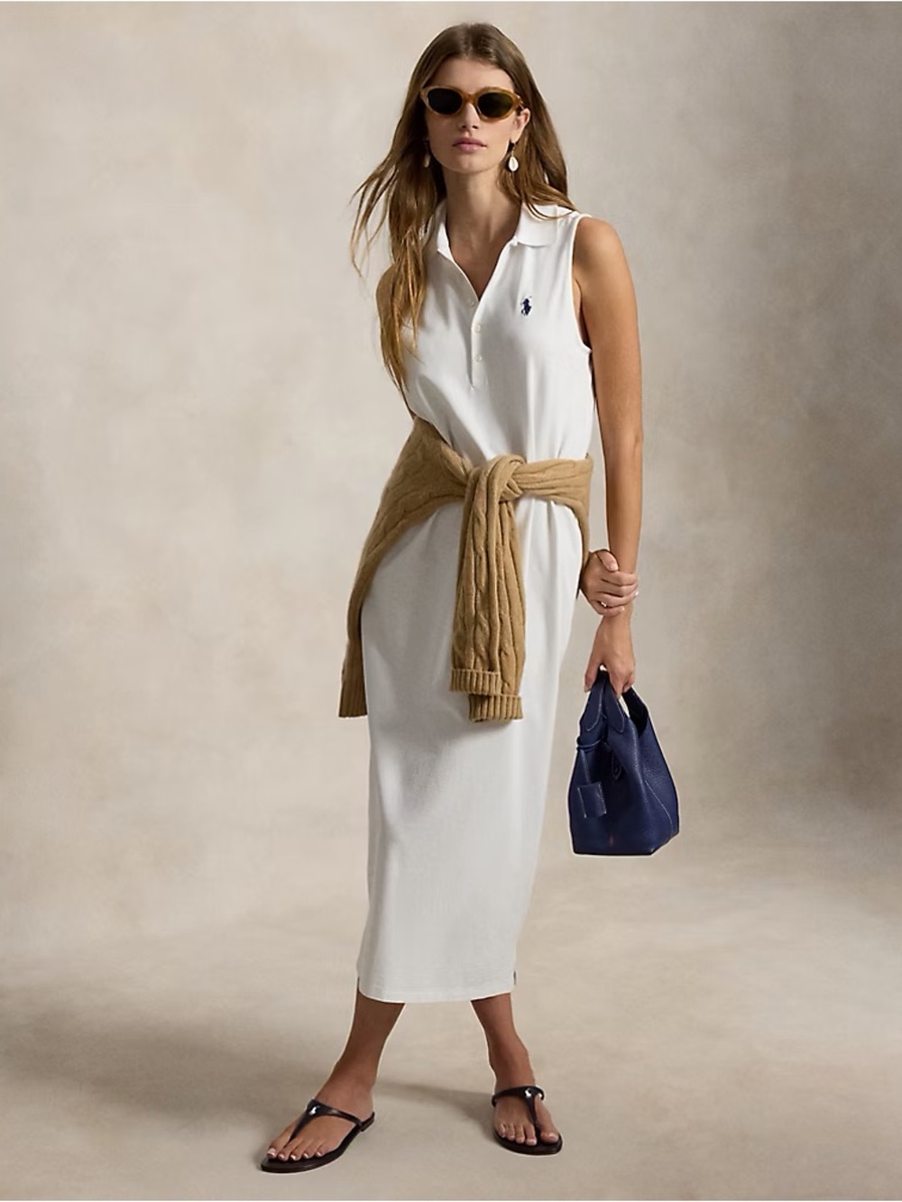 Polo by Ralph Lauren Women’s White Stretch-Cotton Sleeveless Polo Dress Size L